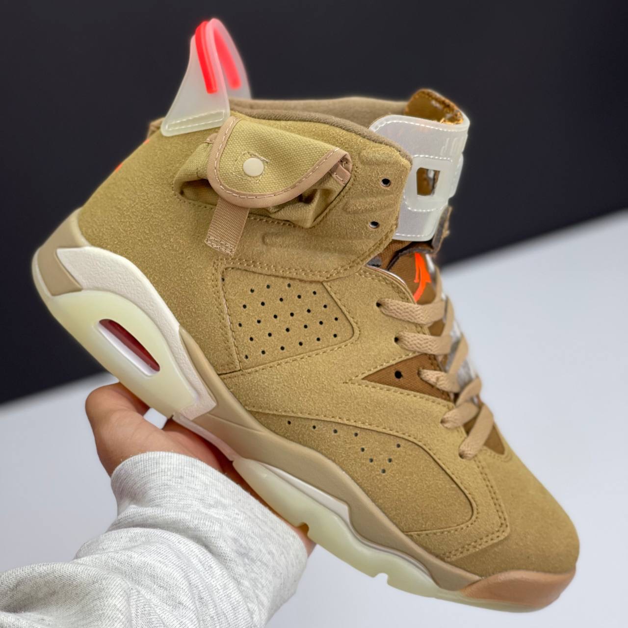 IMG_0528 کفش نایک ایر جردن 6 تراویس اسکات بریتیش خاکی Nike Air Jordan 6 Travis Scott British Khaki
