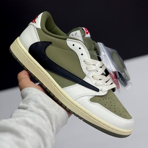 IMG_4193-500x500 کفش نایک ایر جردن وان لو تراویس اسکات مدیوم الیو Nike Air Jordan 1 Low Travis Scott Medium Olive