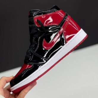 کفش نایک ایر جردن وان ساقدار ورنی مشکی قرمز Nike Air Jordan 1 High Patent Bred