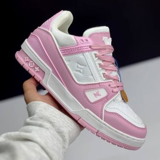 لویی ویتون ترینر سفید صورتی Louis Vuitton Trainer White Pink