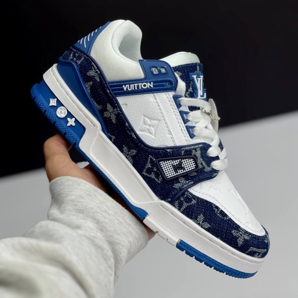 لویی ویتون ترینر سفید آبی Louis Vuitton Trainer White Blue