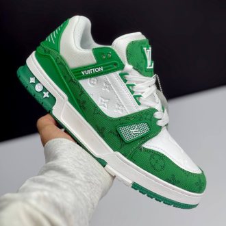 لویی ویتون ترینر سفید سبز Louis Vuitton Trainer White Green