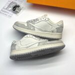 کفش نایک ایر جردن وان لو تراویس اسکات لویی ویتون کرم خاکستری Nike Air Jordan 1 Low Travis Scott Louis Vuitton Cream Gray
