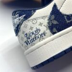 کفش نایک ایر جردن وان لو تراویس اسکات لویی ویتون کرم آبی Nike Air Jordan 1 Low Travis Scott Louis Vuitton Cream Blue