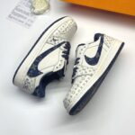کفش نایک ایر جردن وان لو تراویس اسکات لویی ویتون کرم آبی Nike Air Jordan 1 Low Travis Scott Louis Vuitton Cream Blue