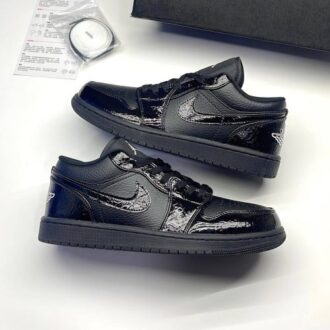کفش نایک ایر جردن وان لو پتنت الفنت بلک Nike Air Jordan 1 Low Patent Elephant Black