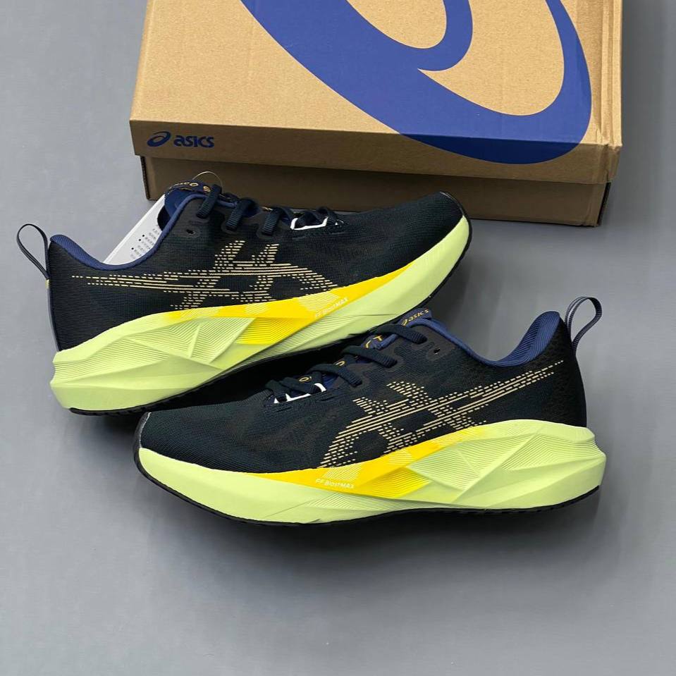 photo_1_2025-09-05_14-19-48 کفش اسیکس نووا بلاست ۵ سرمهای لیمویی Asics Novablast 5 Navy Lime