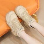 کتونی ساقدار لژدار ضد آب کرم | Waterproof High Top Platform Sneakers Beige