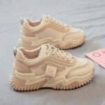 کتونی ساقدار لژدار ضد آب کرم | Waterproof High Top Platform Sneakers Beige