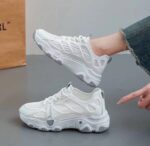 کتونی لژدار طبی فیلا سفید طوسی | Fila Platform Sneakers White Gray