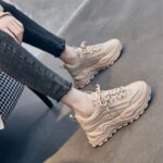 کتونی لژدار طبی کرم | Platform Sneakers Beige