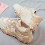 کتونی ساقدار لژدار ضد آب کرم | Waterproof High Top Platform Sneakers Beige