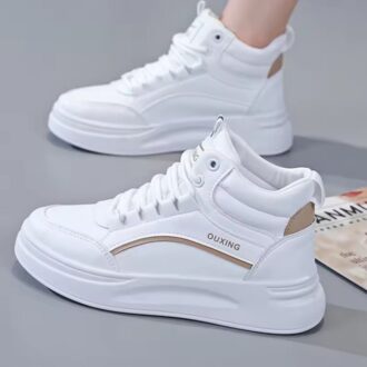 نیم بوت ساقدار فانتزی سفید خاکی | White Khaki Fantasy High Ankle Boots