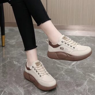 کتونی لژدار فانتزی طبی کرم قهوه‌ای | Cream Brown Fantasy Platform Sneakers