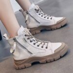 نیم بوت زیپ‌دار سفید کرم | White Cream Zip Ankle Boots