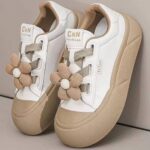 کتونی ترند فانتزی گل‌دار سفید خاکی | White Khaki Floral Fantasy Trendy Sneakers