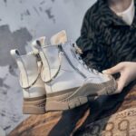 نیم بوت زیپ‌دار سفید کرم | White Cream Zip Ankle Boots