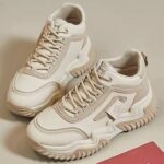 کتونی ساقدار لژدار ضد آب کرم | Waterproof High Top Platform Sneakers Beige