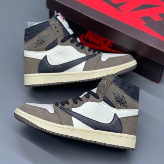 کفش نایک ایر جردن وان ساقدار رترو تراویس اسکات موکا Nike Air Jordan 1 Retro High Travis Scott Mocha