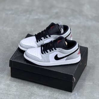 کفش نایک ایر جردن وان لو اسموک سفید طوسی Nike Air Jordan 1 Low Smoke White Grey