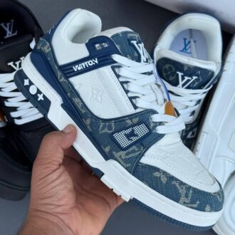 کفش لویی ویتون ترینر سوپر مستر سفید آبی Louis Vuitton Trainer Super Master White Blue