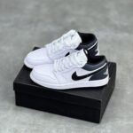 کفش نایک ایر جردن وان لو سفید طوسی Nike Air Jordan 1 Low White Grey