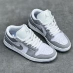 کفش نایک ایر جردن وان سفید طوسی Nike Air Jordan 1 White Grey