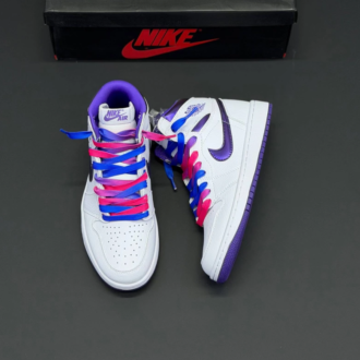 کفش نایک ایر جردن وان ساقدار سفید بنفش خاص Nike Air Jordan 1 High White Purple