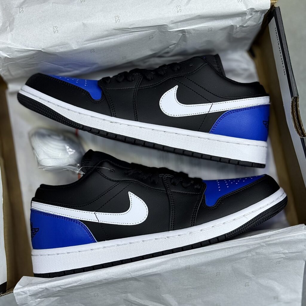 کفش نایک ایر جردن وان لو مشکی آبی Nike Air Jordan 1 Low Black Blue