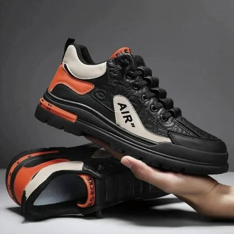 کتونی لژدار طبی مردانه ضد آب مشکی Men's Waterproof Platform Orthopedic Sneakers Black