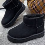 آگ ساقدار خزدار مشکی Black Fur Lined Mid Calf Winter Boots
