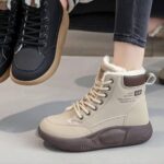 نیم بوت خزدار ضد آب کرم قهوه‌ای Waterproof Fur Lined Beige Brown Boots