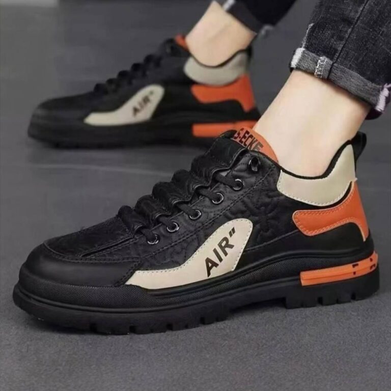 کتونی لژدار طبی مردانه ضد آب مشکی Men's Waterproof Platform Orthopedic Sneakers Black
