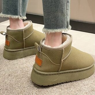 آگ ساقدار خزدار سبز Green Fur Lined Mid Calf Winter Boots