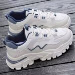 کتونی اسپرت لژدار زنانه طبی موج سفید آبی Women's Platform Orthopedic Wave White Blue Sneakers