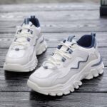 کتونی اسپرت لژدار زنانه طبی موج سفید آبی Women's Platform Orthopedic Wave White Blue Sneakers
