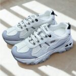 کتونی اسکیچرز لژدار سفید طوسی Skechers Platform White Gray Sneakers