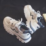 کتونی اسپرت لژدار زنانه طبی موج سفید آبی Women's Platform Orthopedic Wave White Blue Sneakers
