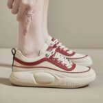 کتونی اسپرت لژدار خاص زنانه کرم قرمز Women's Premium Platform Cream Red Sneakers