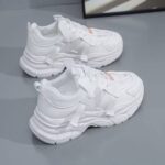 کتونی اسپرت لژدار طبی زنانه مافیایی تمام سفید Women's Mafia Style White Sneakers