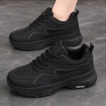 کتونی اسپرت لژدار طبی مدل پرنده مشکی Women's Bird Style Platform Orthopedic Black Sneakers