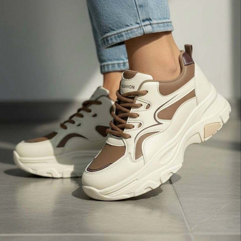 کتونی اسپرت لژدار طبی مدل پرنده ترند 2026 کرم قهوهای Women's Bird Style Platform Orthopedic Trend 2026 Cream Brown Sneakers کتونی اسپرت لژدار طبی مدل پرنده ترند 2026 کرم قهوهای Women's Bird Style Platform Orthopedic Trend 2026 Cream Brown Sneakers