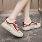 کتونی اسپرت لژدار خاص زنانه کرم قرمز Women's Premium Platform Cream Red Sneakers