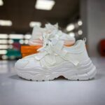 کتونی اسپرت لژدار طبی زنانه مافیایی تمام سفید Women's Mafia Style White Sneakers