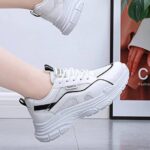 کتونی اسپرت لژدار طبی مدل چونه فانتزی سفید مشکی Women's Chunky Platform Orthopedic White Black Fashion Sneakers