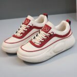 کتونی اسپرت لژدار خاص زنانه کرم قرمز Women's Premium Platform Cream Red Sneakers