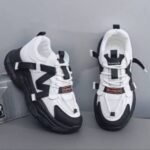 کتونی اسپرت لژدار طبی زنانه مافیایی مشکی سفید Women's Mafia Style Black White