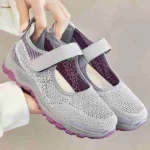 صندل طبی اسپرت زنانه چسبی خاکستری بنفش